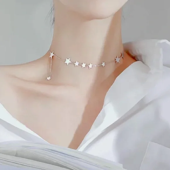 🌟 Silver Star Stars Necklace Choker - Picture 4 of 4
